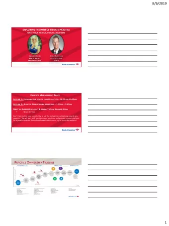 8/6/2019  EXPLORING THE PATH OF PRIVATE PRACTICE M EET YOUR MEDICAL PRACTICE PARTNERS A LEXANDRA K