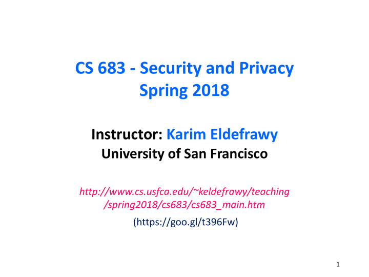 cs 683 security and privacy spring 2018