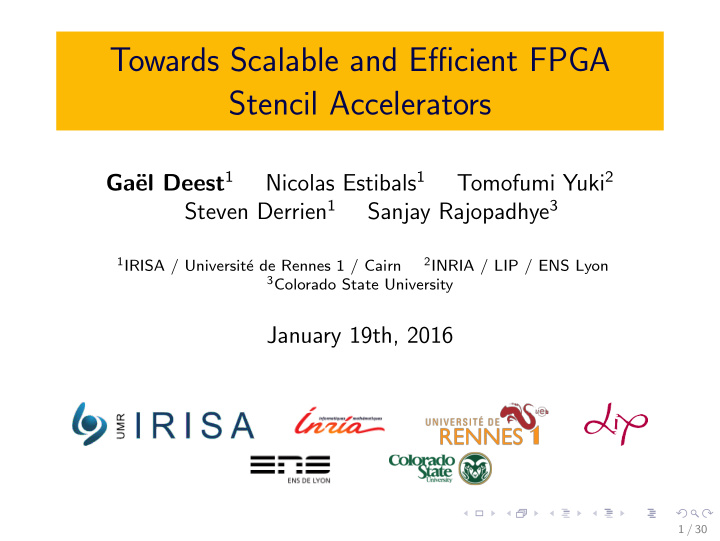 towards scalable and efficient fpga stencil accelerators