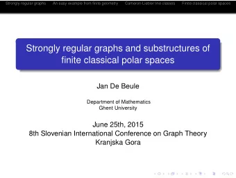 Strongly regular graphs and substructures of  finite classical polar spaces  Jan De Beule