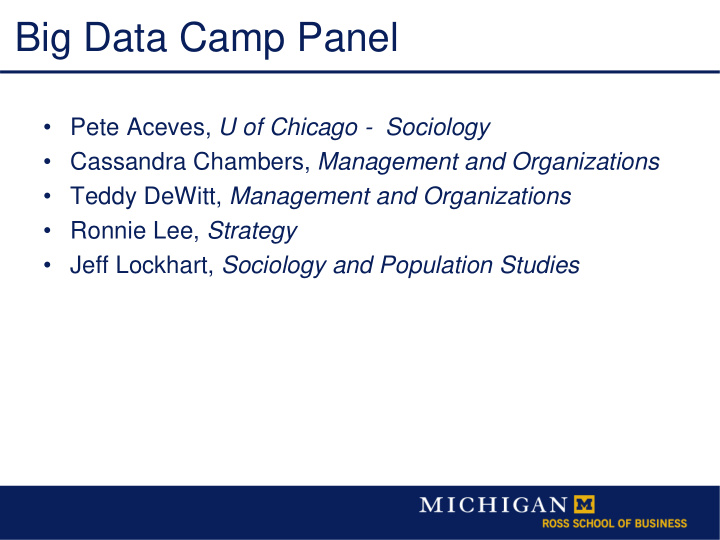 big data camp panel
