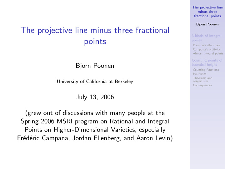 the projective line minus three fractional