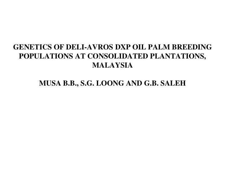 genetics of deli avros dxp oil palm breeding