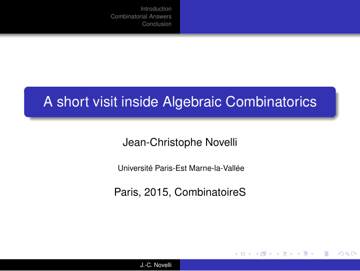 a short visit inside algebraic combinatorics
