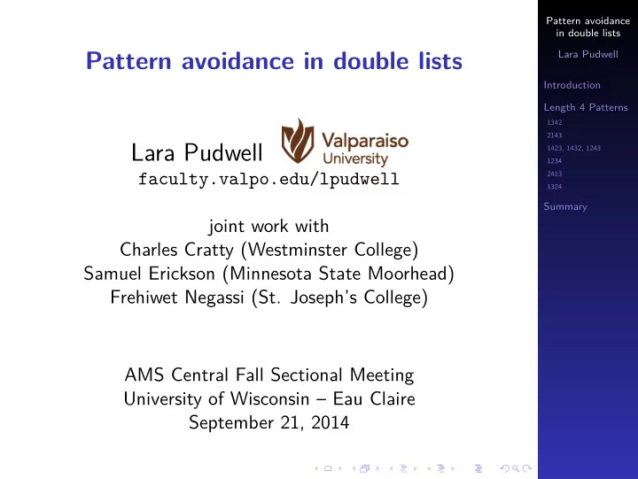 pattern avoidance in double lists