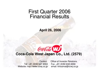 First Quarter 2006  First Quarter 2006  Financial Results  Financial Results  April 26, 2006