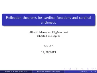 Reection theorems for cardinal functions and cardinal  arithmetic  Alberto Marcelino Egnio