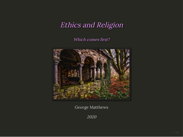ethics and religion ethics and religion