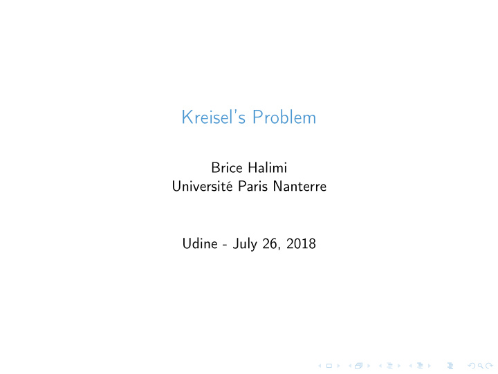 kreisel s problem