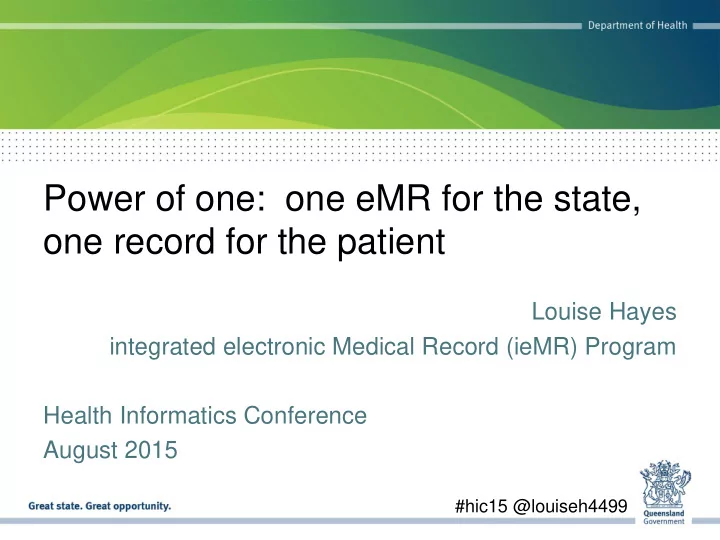 power of one one emr for the state