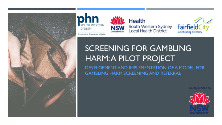 screening for gambling harm a pilot project
