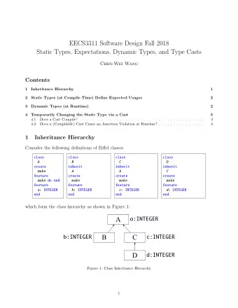 A  a:INTEGER  b:INTEGER  B  C  c:INTEGER  D  d:INTEGER  Figure 1: Class Inheritance Hierarchy  1  2