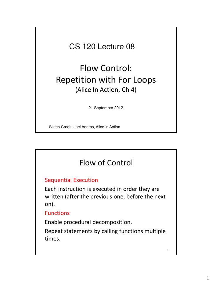 flow control repetition with for loops