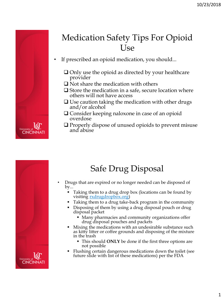 medication safety tips for opioid use