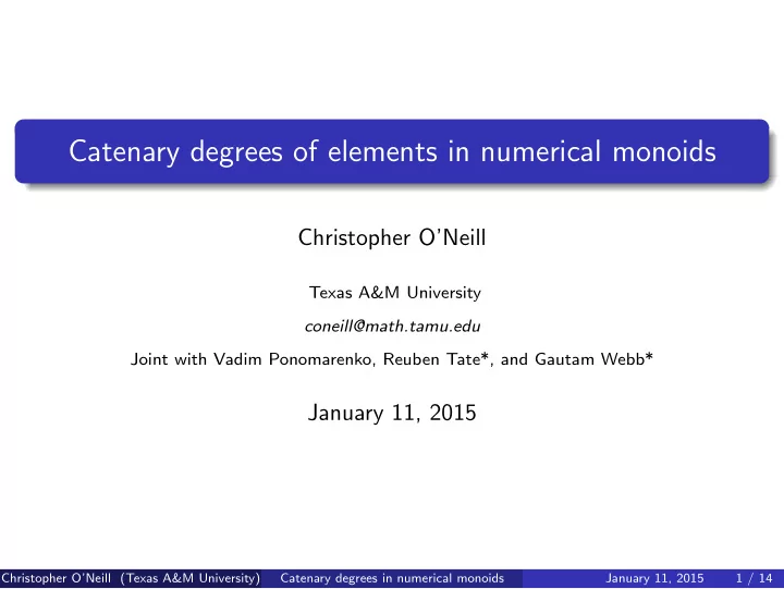catenary degrees of elements in numerical monoids