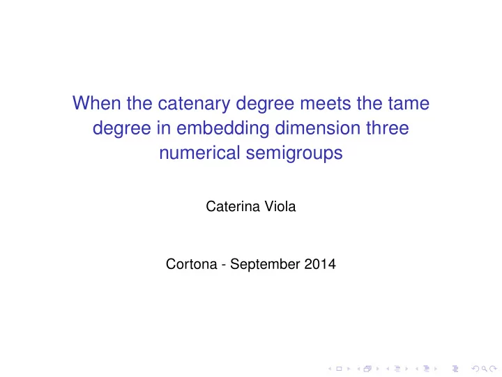 when the catenary degree meets the tame degree in