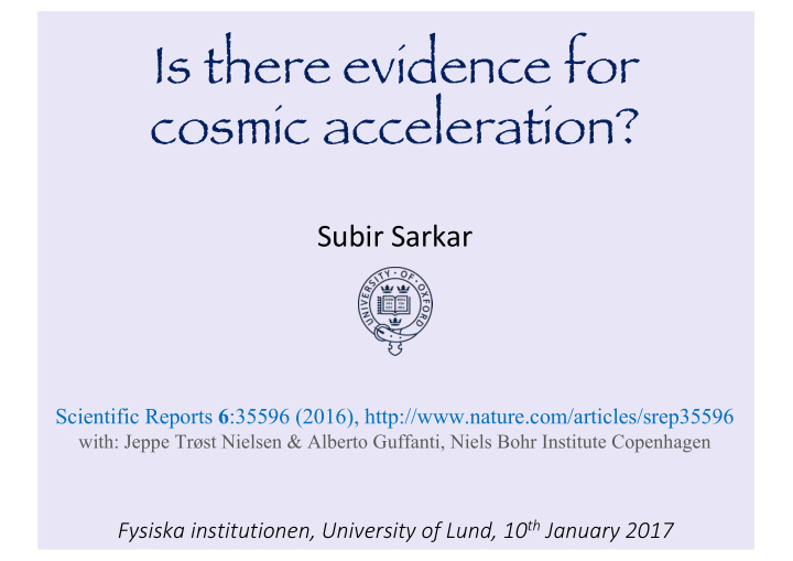 is there evidence for cosmic acceleration