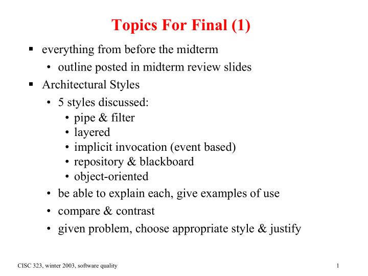 topics for final 1
