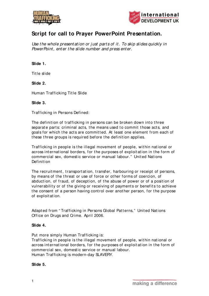 script for call to prayer powerpoint presentation