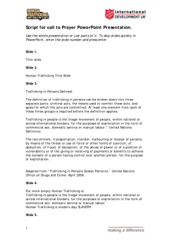 Script for call to Prayer PowerPoint Presentation.  Use the whole presentation or just parts of it.