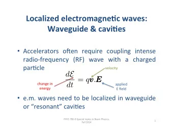 Localized  electromagne0c  waves:    Waveguide  &amp;  cavi0es