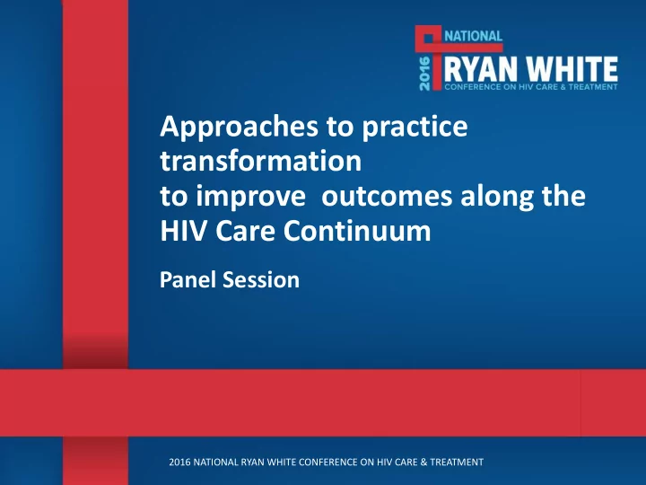 approaches to practice transformation to improve outcomes