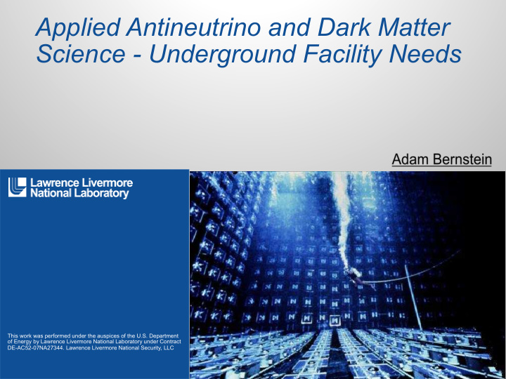 applied antineutrino and dark matter science underground