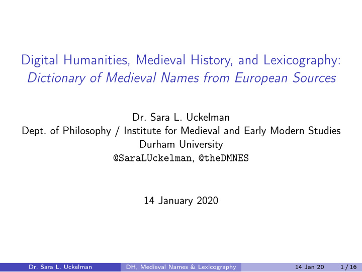 digital humanities medieval history and lexicography