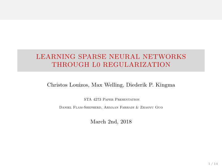 learning sparse neural networks through l0 regularization