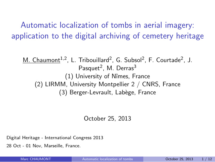 automatic localization of tombs in aerial imagery