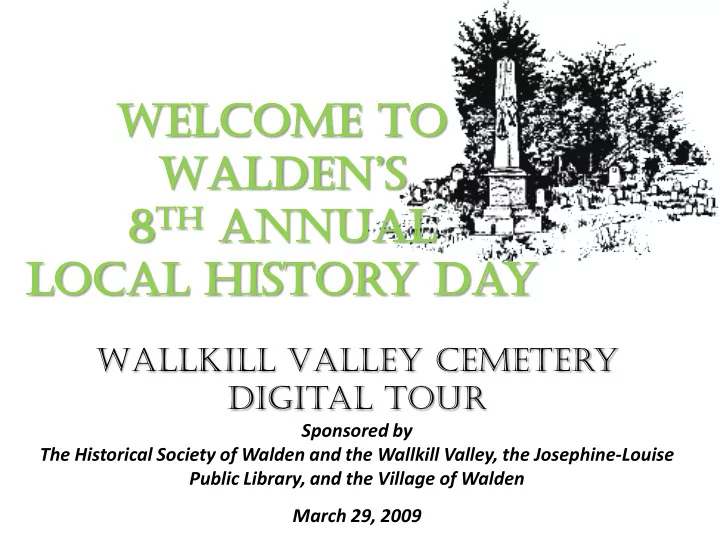 welcome to walden s 8 th annual local history day