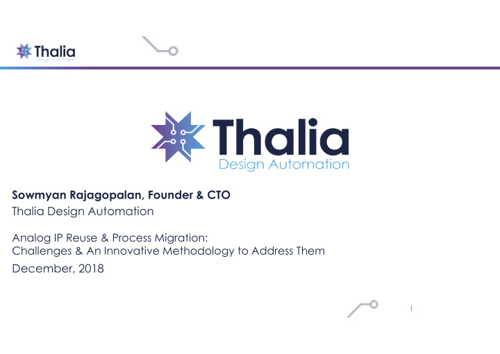 sowmyan rajagopalan founder cto thalia design automation