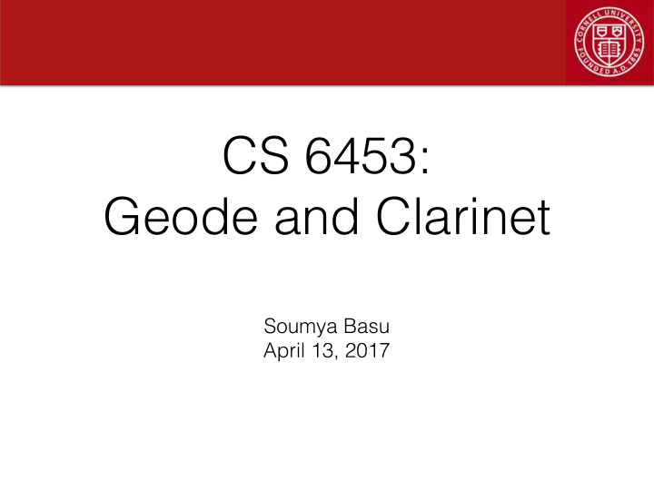 cs 6453 geode and clarinet