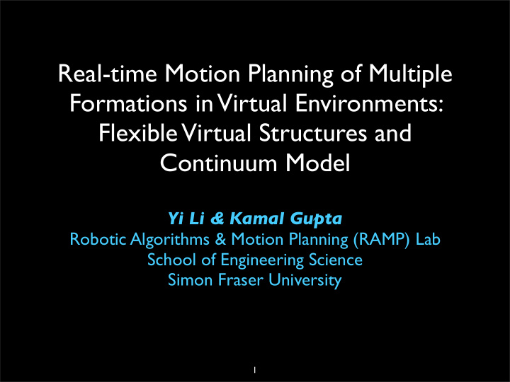 real time motion planning of multiple formations in