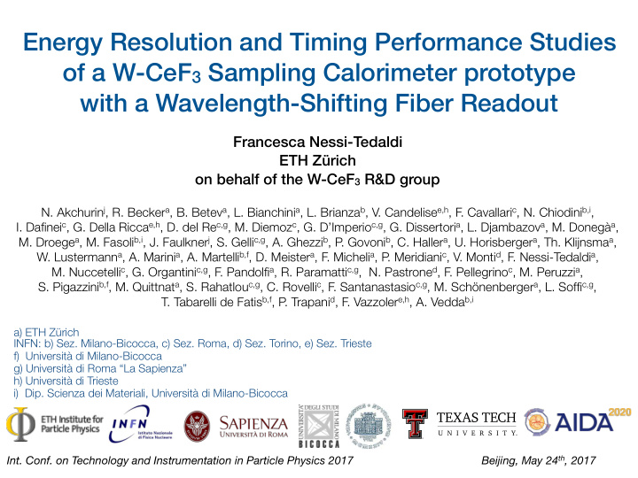 energy resolution and timing performance studies of a w