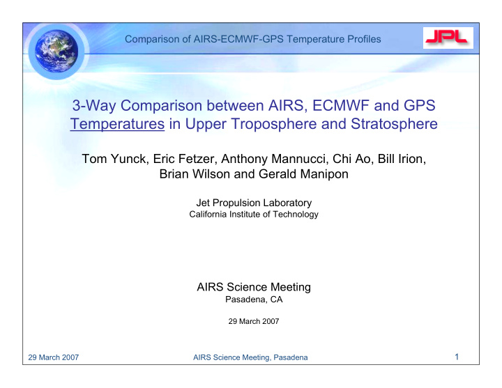 3 way comparison between airs ecmwf and gps temperatures