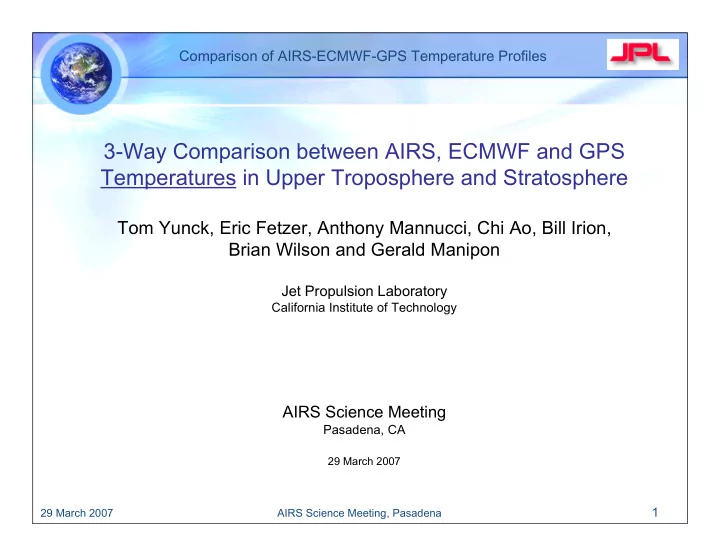 3 way comparison between airs ecmwf and gps temperatures