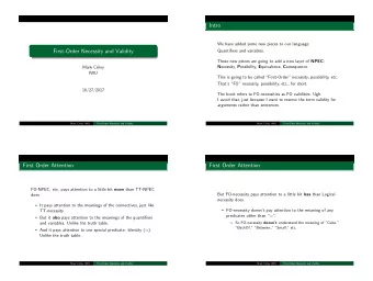 First-Order Necessity and Validity  First-Order Necessity and Validity  Mark Criley IWU