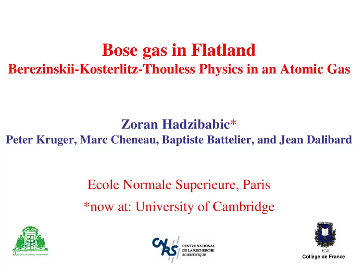 bose gas in flatland