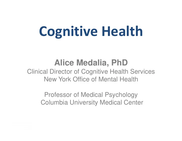 cognitive health i i l h
