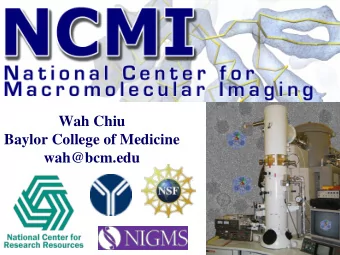 Wah Chiu  Baylor College of Medicine  wah@bcm.edu  http://ncmi.bcm.edu  Research Missions at NCMI
