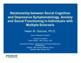 Relationship between Social Cognition  and Depressive Symptomatology, Anxiety  and Social