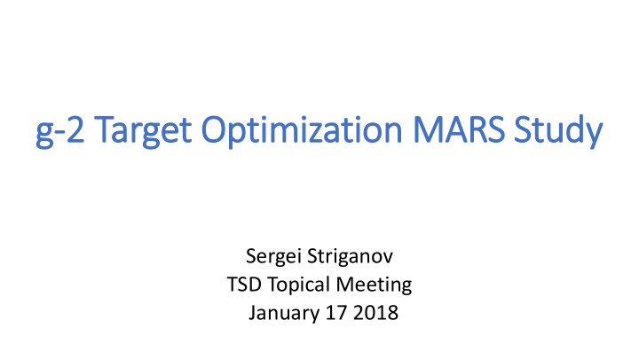 g 2 target optimization mars study