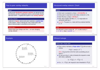 Peer-to-peer overlay networks  Structured overlay network: Chord  Basics  Issue Large-scale