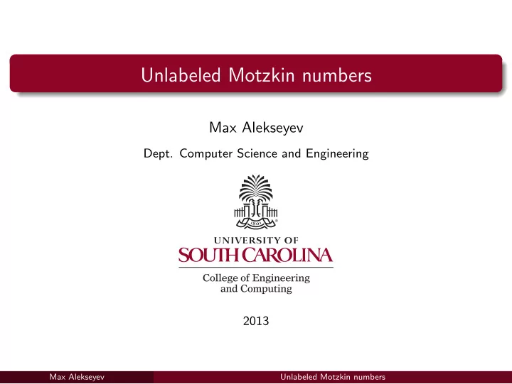 unlabeled motzkin numbers