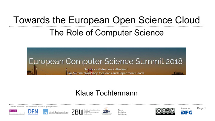 towards the european open science cloud