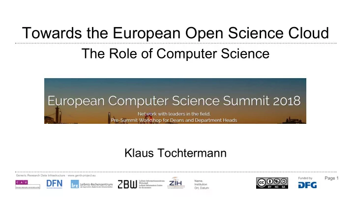 towards the european open science cloud