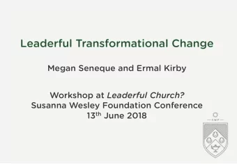 Megan Seneque and Ermal Kirby Workshop at Leaderful Church?  Susanna Wesley Foundation Conference