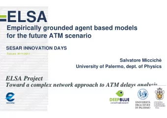 ELSA  Empirically grounded agent based models  for the future ATM scenario  SESAR INNOVATION DAYS