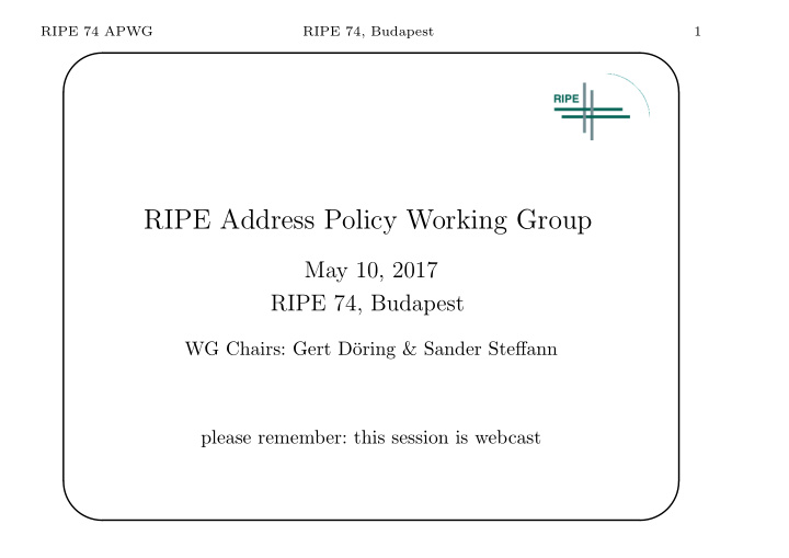 ripe address policy working group
